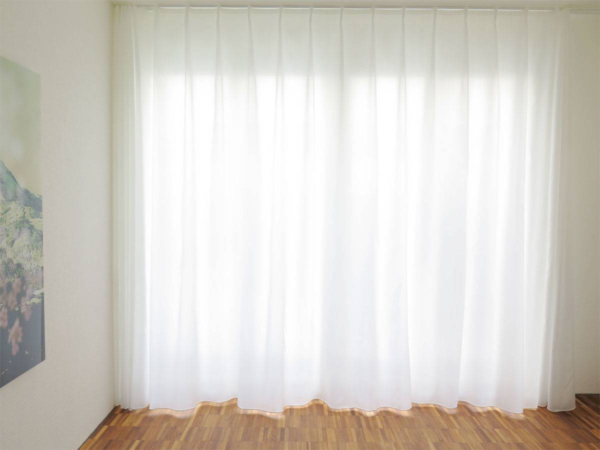 Blickdichter Vorhang FINO [weiss Hellbeige Beige Mit