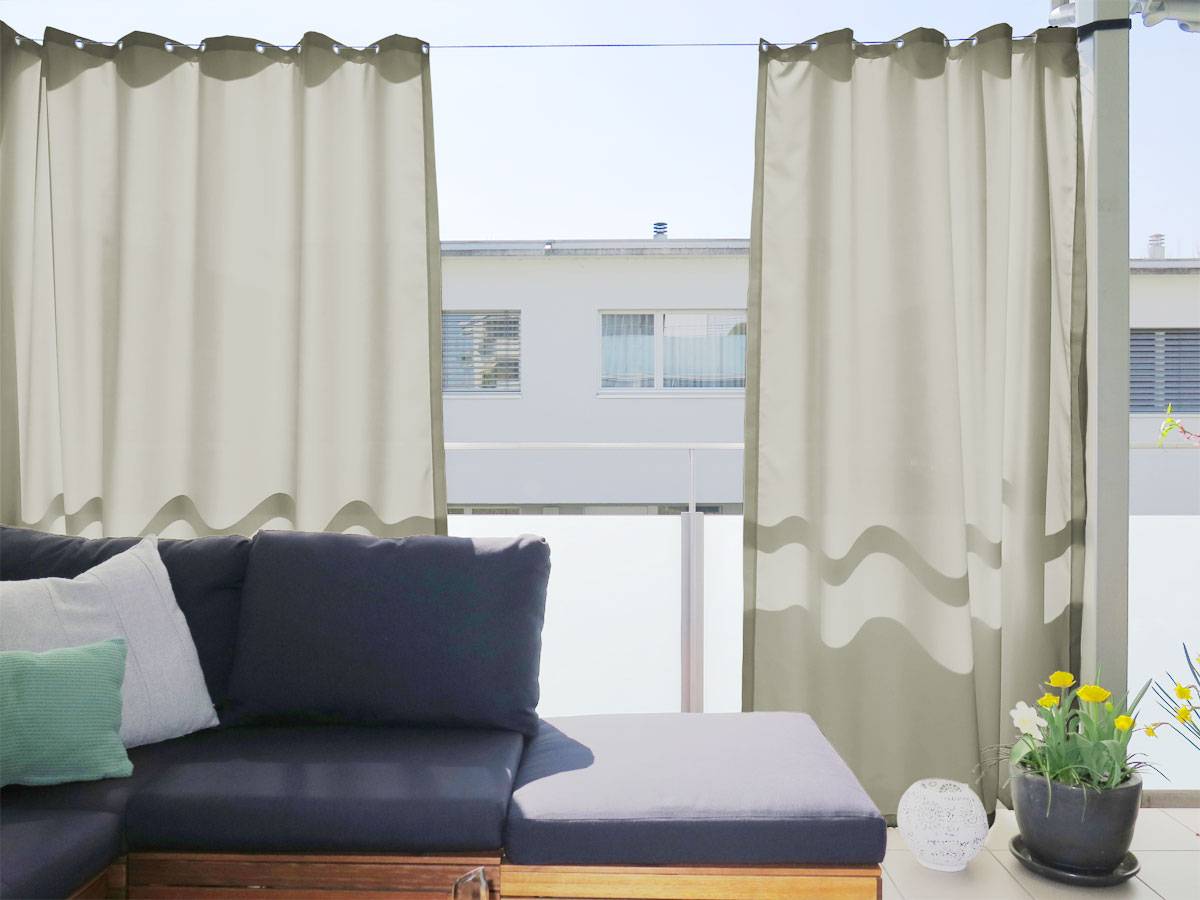 Outdoor Vorhang Santorini Nach Mass Beige Hellgrau Dunkelgrau